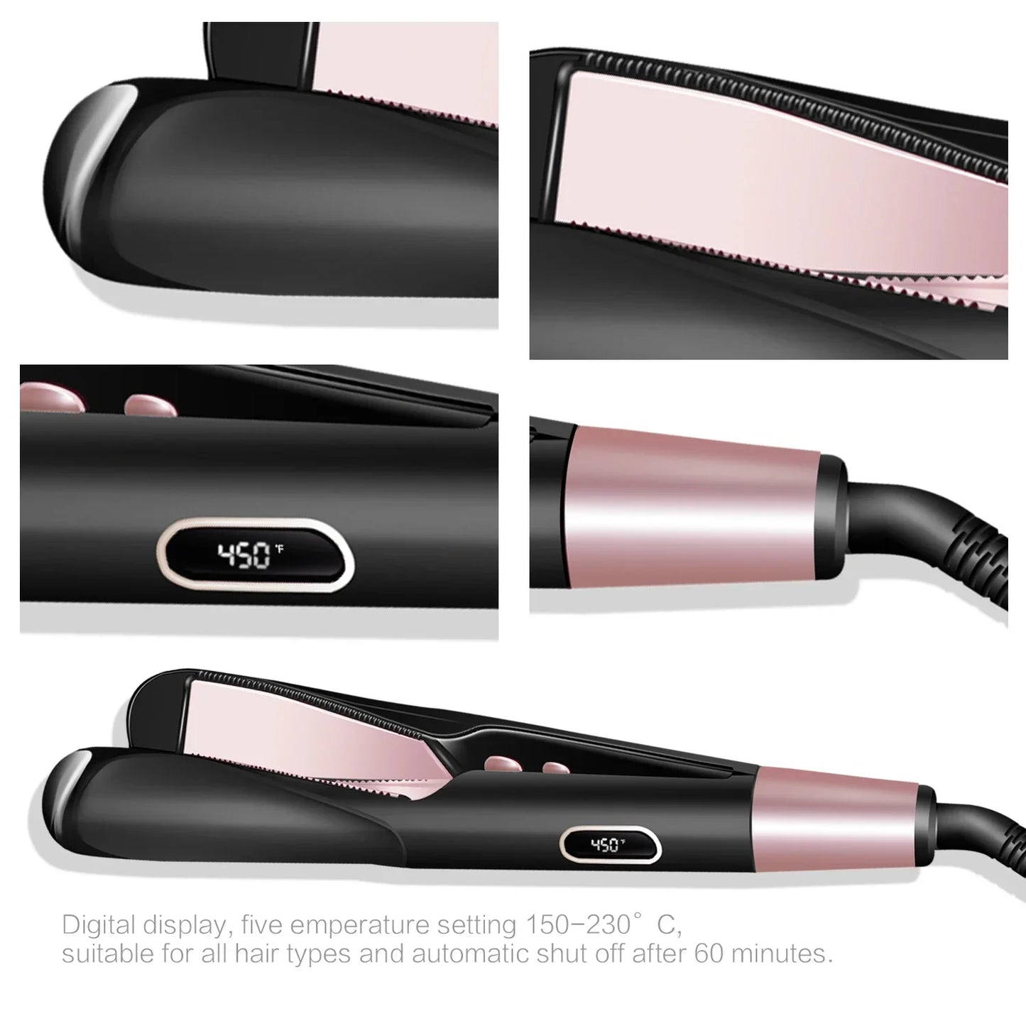 2 In 1 Pro Twist Hair Straightener And Curler Spiral Wave Curling Gold Titanium Flat Iron Straightening Curling Styling Tool Peaceful Pleasures Health and Wellness
