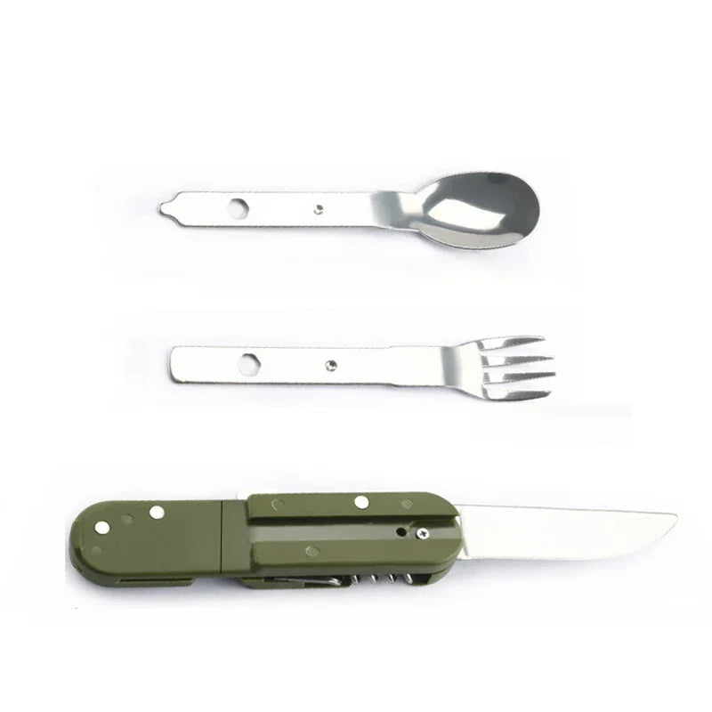 Portable Stainless Steel Camping Utensil Set – Fork Spoon Knife