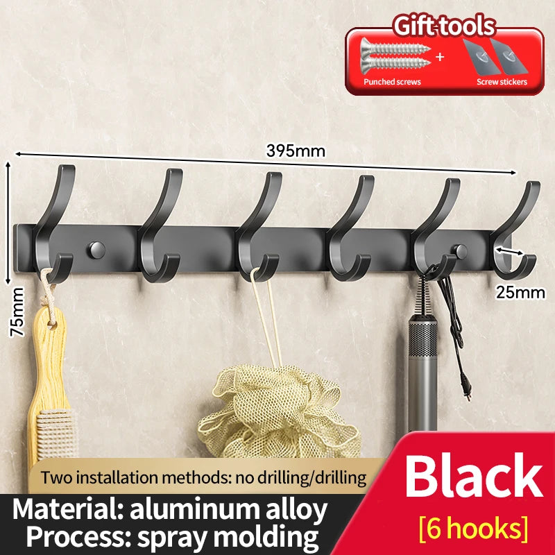 No-Drill 6-Hook Wall Hanger | Coat & Clothes Organizer