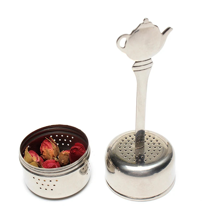 Stainless Steel Cylindrical Tea Infuser Strainer with Chain Tea Infuser Strainer Peaceful Pleasures Health and Wellness