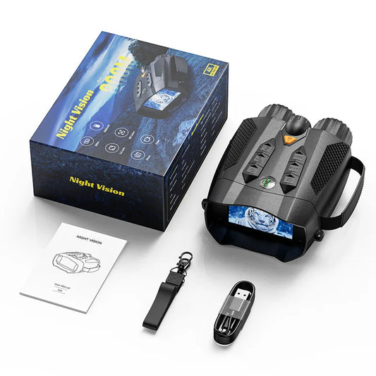 4K High-Definition Infrared Night Vision Device, 3-Inch Display Screen, Binoculars, Night Vision Device, Bird Watching Device Peaceful Pleasures Health and Wellness black