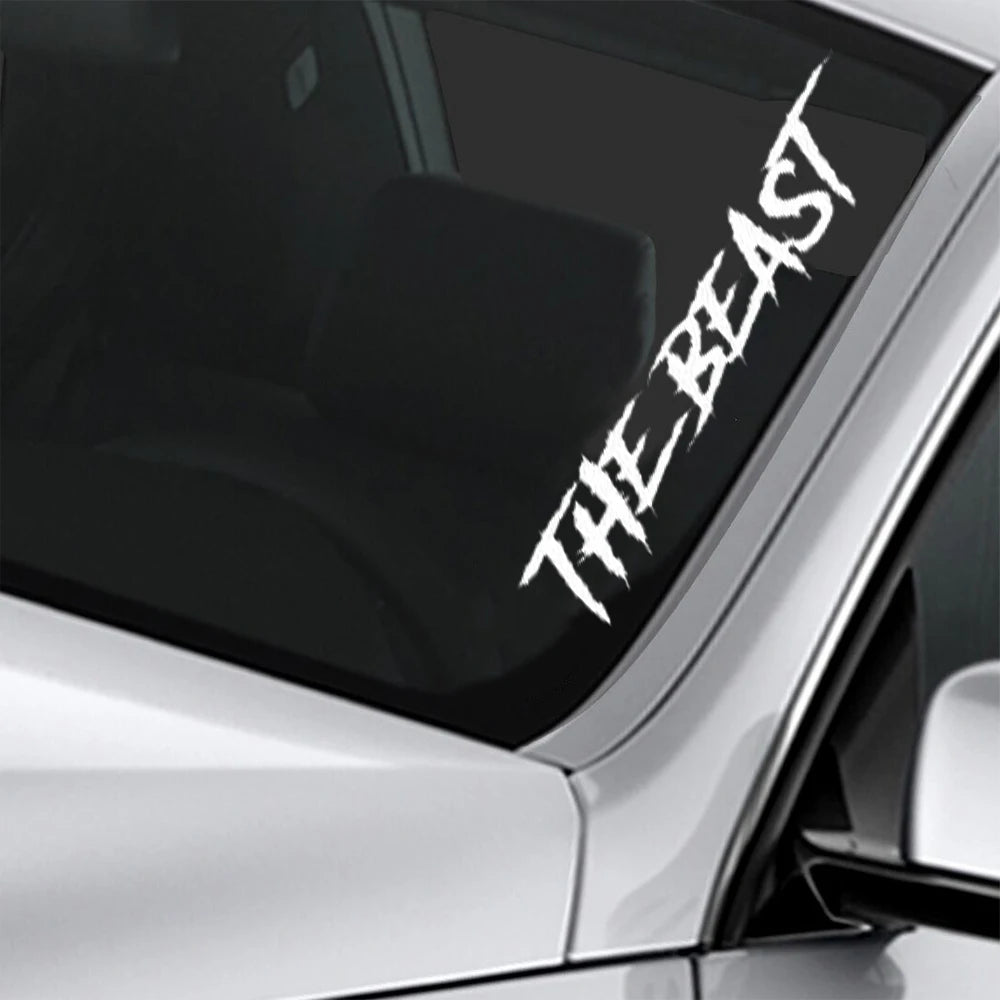 56cm THE BEAST Windshield DECAL Sticker DIESEL TRUCK JDM Car Boost Peaceful Pleasures Health and Wellness WHITE