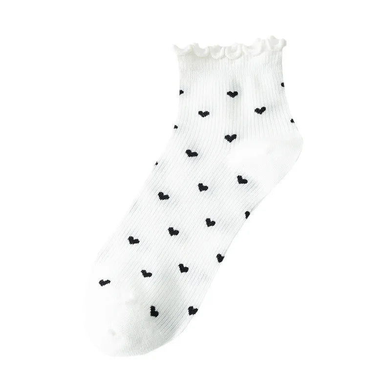 Women's Heart Ruffle Ankle Socks | Korean Fashion Low Cut