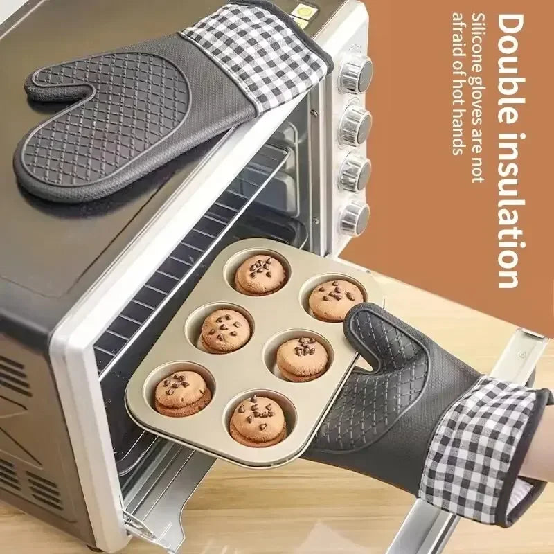 Silicone World 1pc hot Oven Mitts Baking Anti-Hot Silicone Gloves Oven Microwave Cooking Insulation Baking Kitchen Tools Peaceful Pleasures Health and Wellness