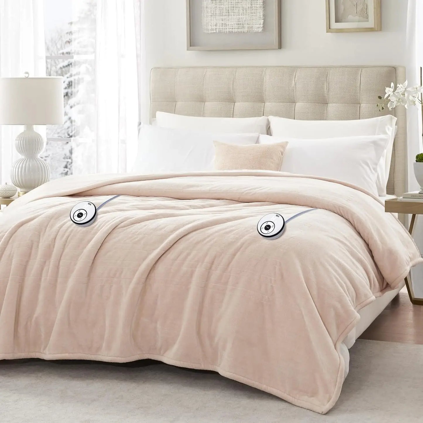 Queen Size Heated Blanket – 10 Heat Levels, Auto Shut-Off, Machine Washable, Beige Electric Blanket Peaceful Pleasures Health and Wellness United States