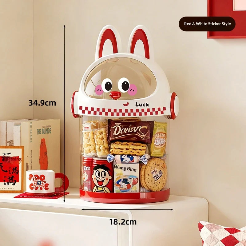 Adorable Transparent Cartoon Storage Container with Lid Dustproof Toy Organizer Bin for Kids Desk Collectible Figures Peaceful Pleasures Health and Wellness Red B