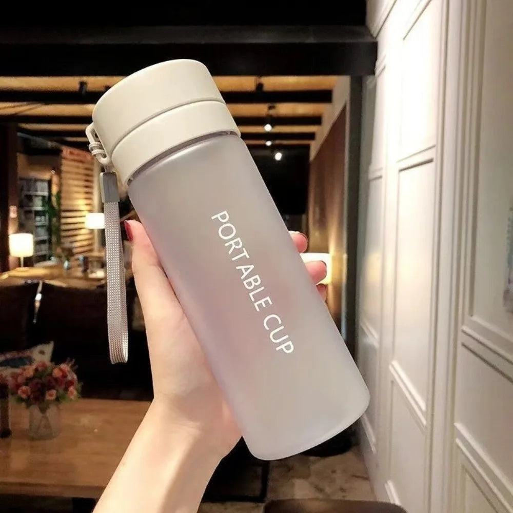 New Transparent Water Cup 800ML Large Capacity Sports Water Bottle with Lanyard Frosted Plastic Cup Kids Peaceful Pleasures Health and Wellness F-White-600ml