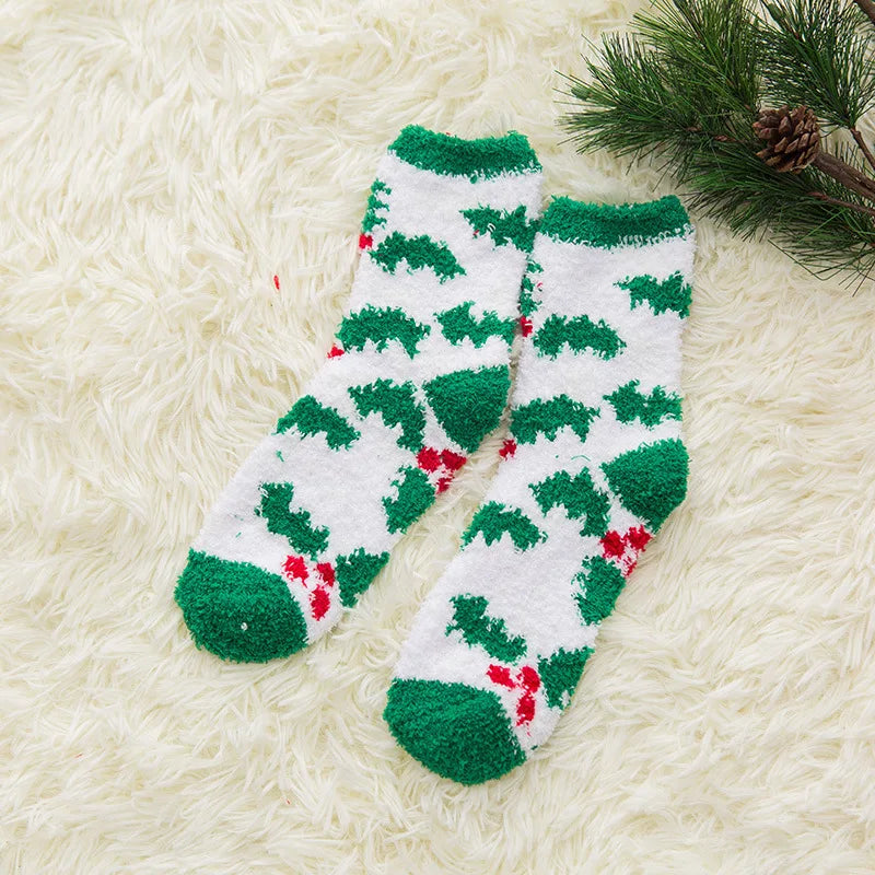 New Creative Design Winter Socks Coral Velvet Christmas Socks Children Santa Claus Home Warm Floor Socks Elk Cartoon Sleep Socks Peaceful Pleasures Health and Wellness D One Size