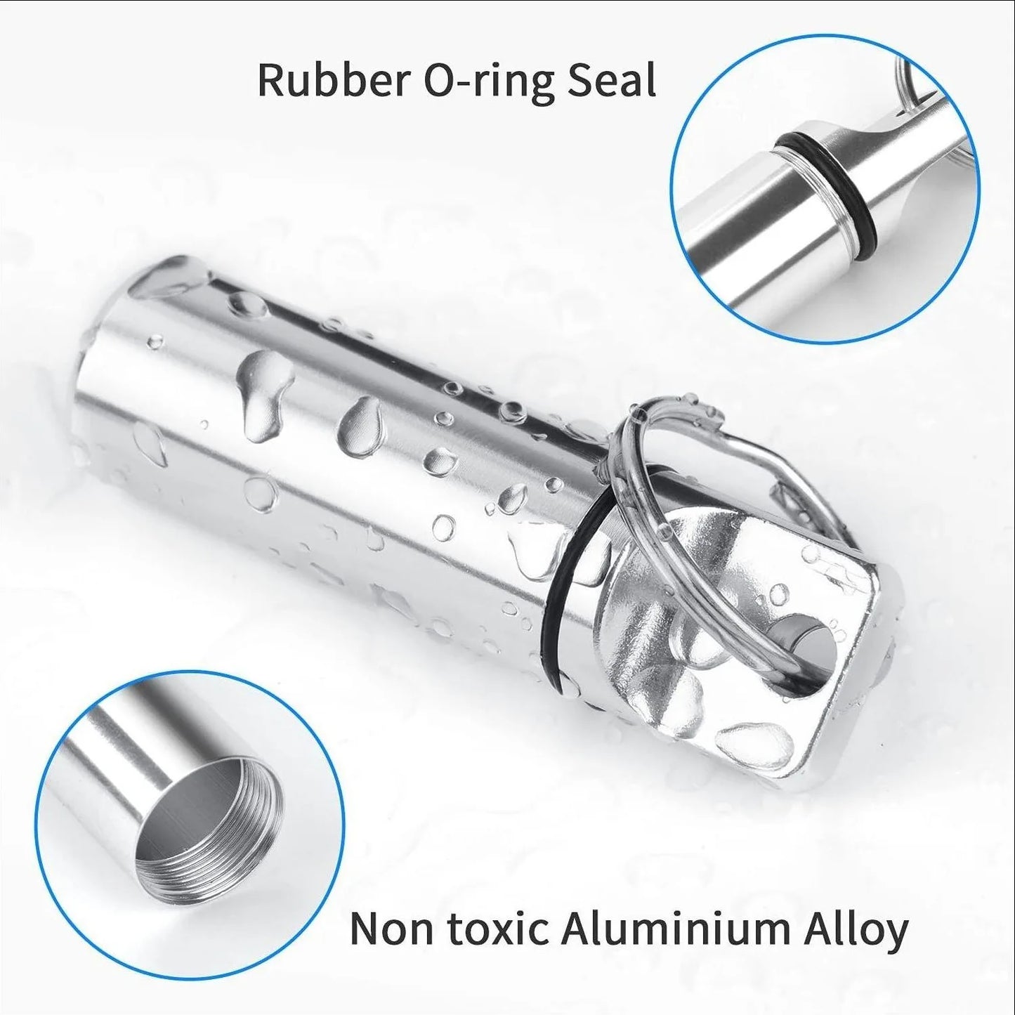 Waterproof Aluminum Pill Box Keychain Carabiner | Travel Case