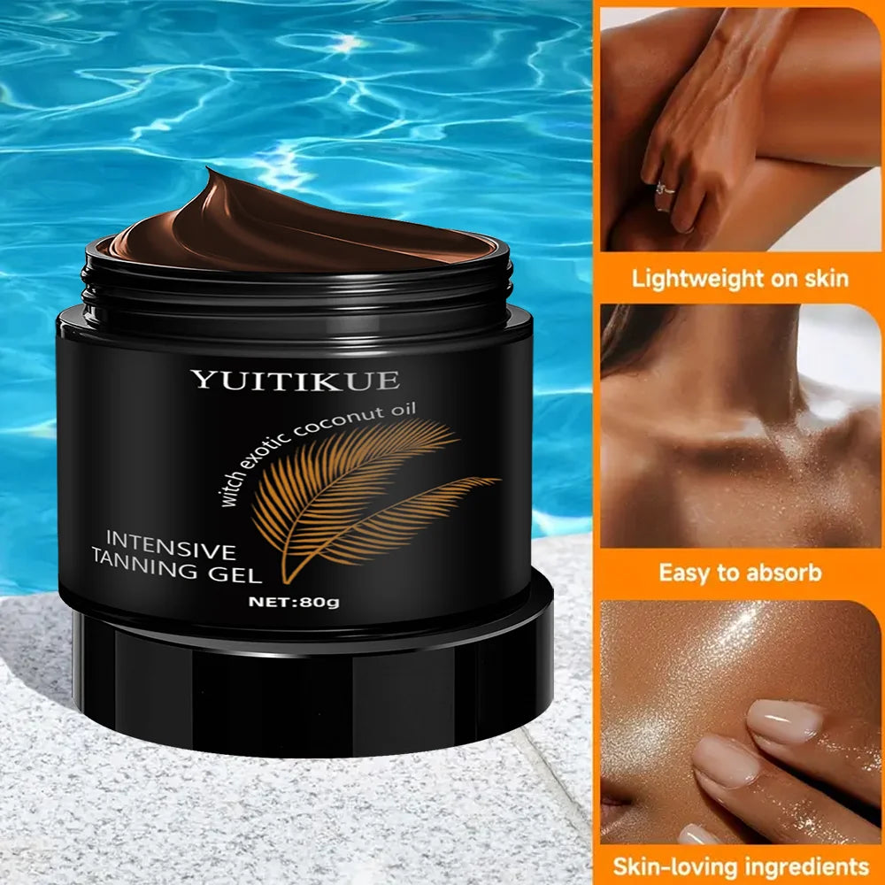 YUITIKUE Intensive Tanning Gel 80g with Coconut Oil - Fast Natural Sun-Kissed Glow, Moisturizing & No Streaks, Tropical Scent Peaceful Pleasures Health and Wellness Default Title