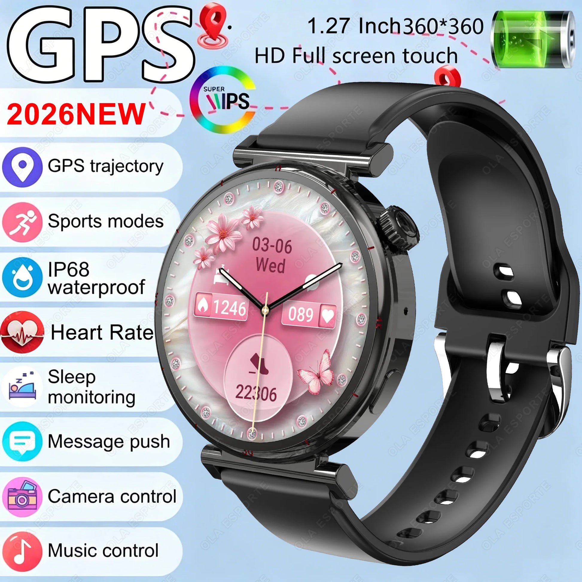 2026 Smart Watch Android IOS Phone 1.27 Inch Color Screen Bluetooth Answer Call Fitness Watches Tracker Smartwatch Women NewHW12 Peaceful Pleasures Health and Wellness