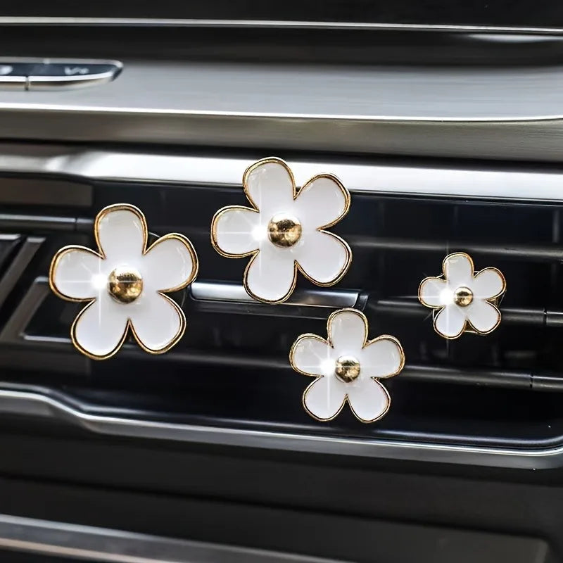 Daisy Car Air Vent Perfume Diffuser Clips – 4pcs Alloy