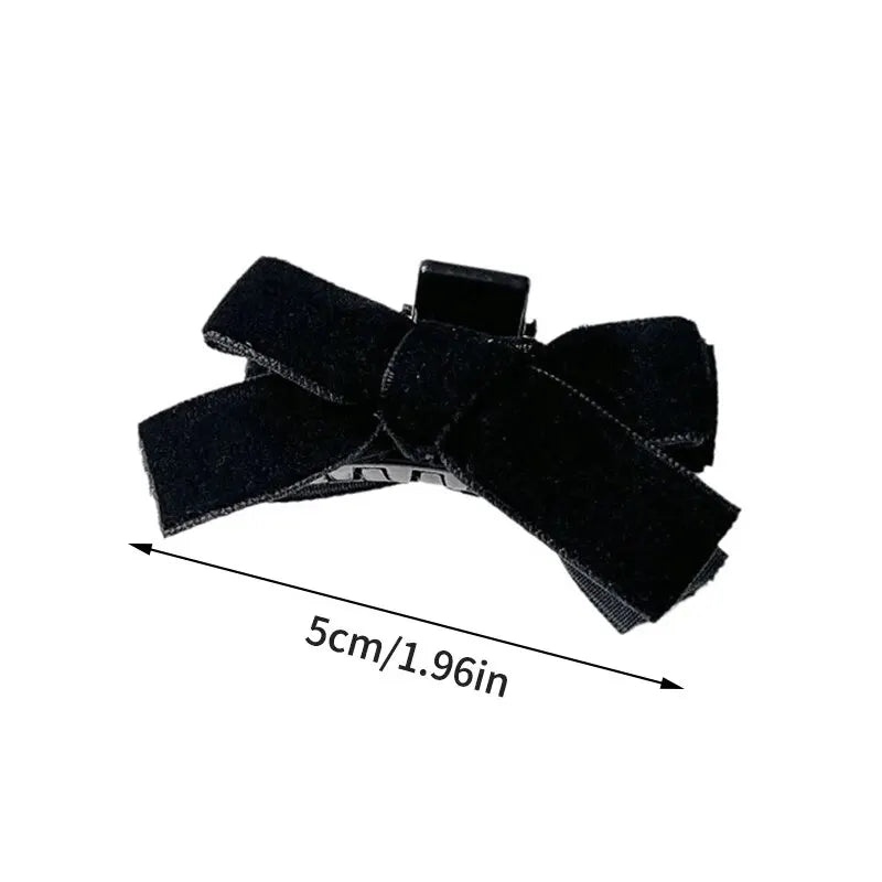 2pcs Black Bow Small Grab Clip Women's Autumn And Winter Vintage Velvet Bangle Clip Hair Clip Style Princess Hair Clip Headwear Peaceful Pleasures Health and Wellness
