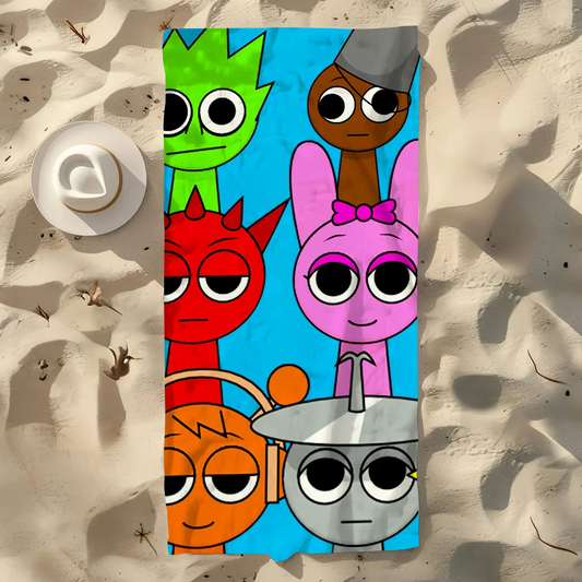Sprunki Pattern Quick-Dry Beach Towel | Pool, Gym & Travel Quick-Dry Beach Towel Peaceful Pleasures Health and Wellness