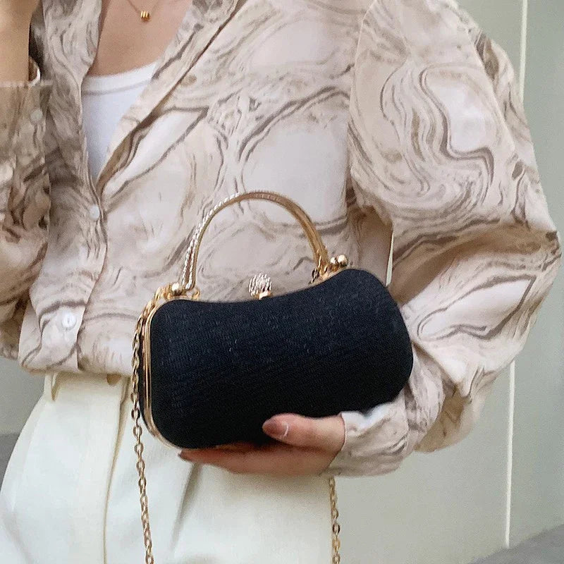 Gold Chain Clutch Shoulder Bag – Women's Evening Handbag