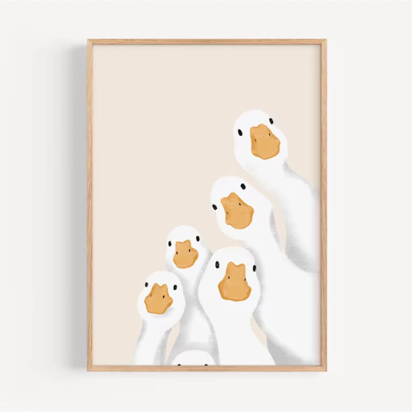 3-Piece Cute Duck Canvas Wall Art | Beige Cartoon Poster Set
