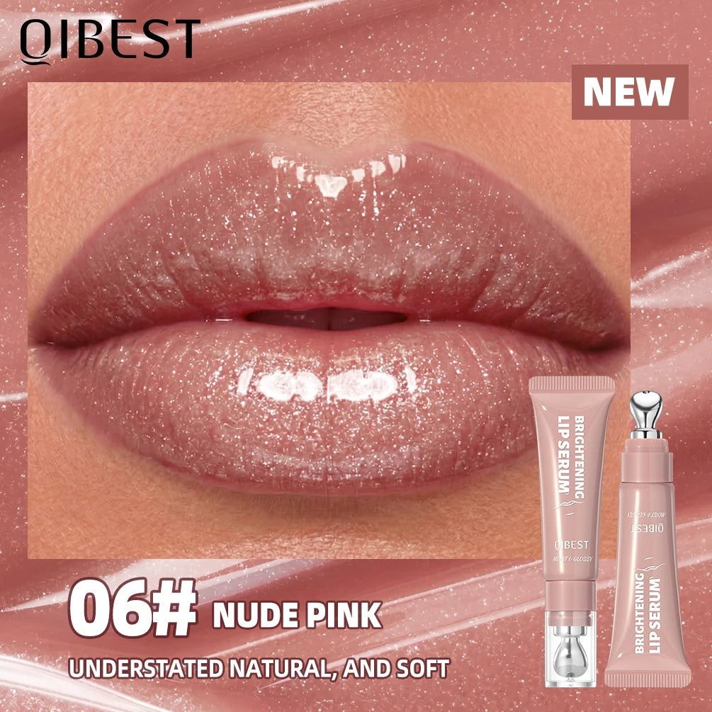 QIBEST Moisturizing Lip Lotion Mirror Pearl Lipgloss Volumizing Lip Glaze Natural Lip Tint Gloss Moisturizing Jelly Lip Stain Peaceful Pleasures Health and Wellness 06 Nude Pink