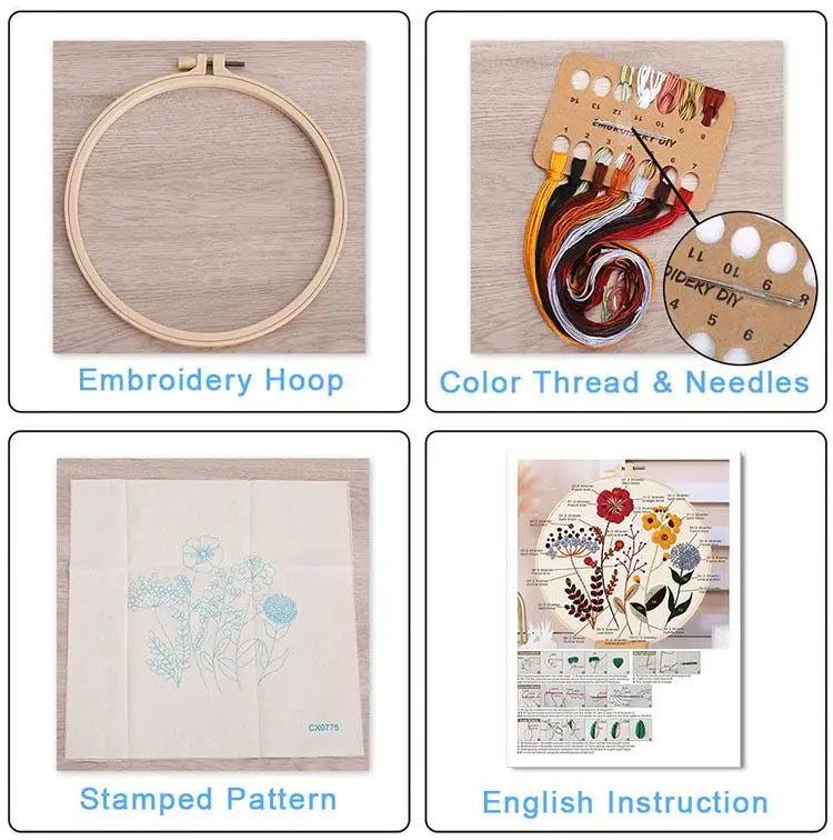 Christmas Embroidery Kit for Adults | Beginner Stamped Ornament Set