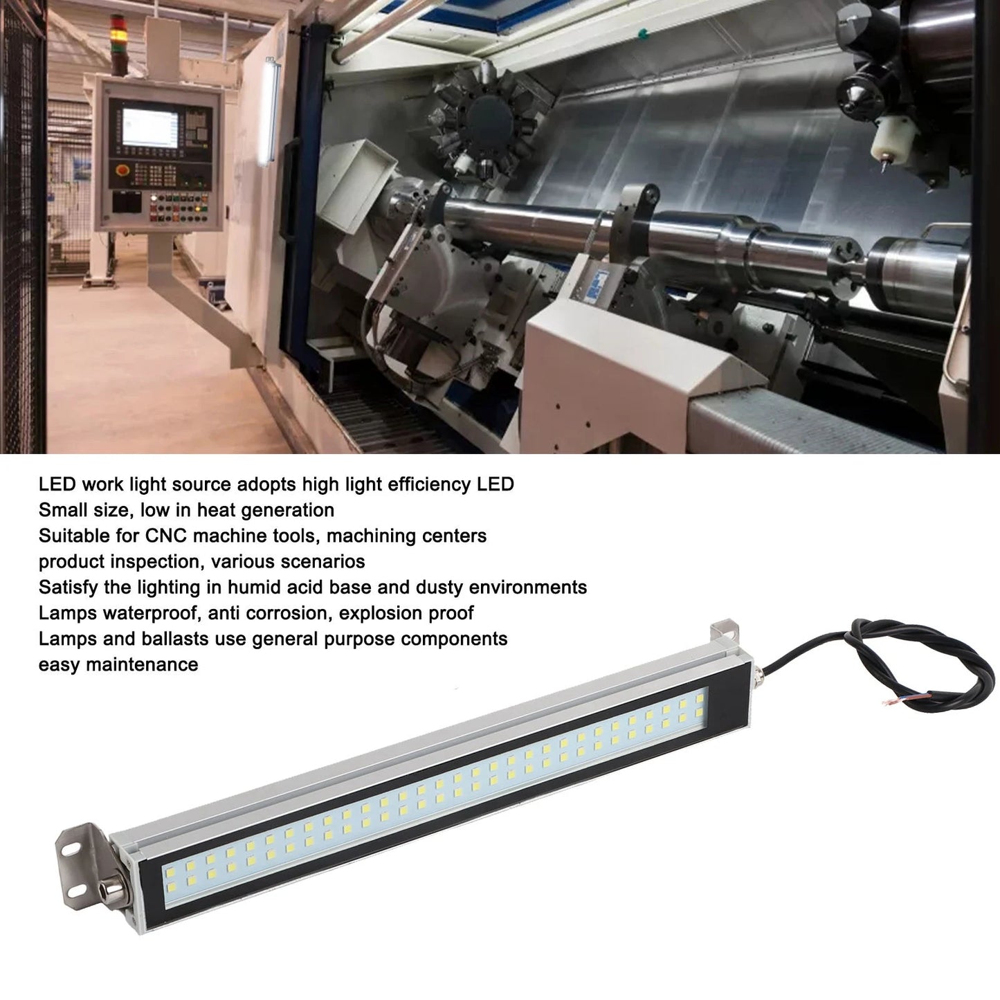 LED Working Light White Source IP67 Waterproof Explosion Proof Machine Tube Light 24V 12W Machine Working Lamp Peaceful Pleasures Health and Wellness