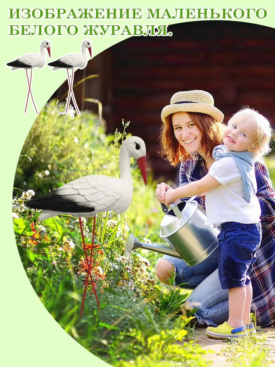 White Crane Outdoor Garden Decoration Simulation Of Small Rockery Pond Landscaping Outdoor Garden Plastic Decoration Crafts Peaceful Pleasures Health and Wellness