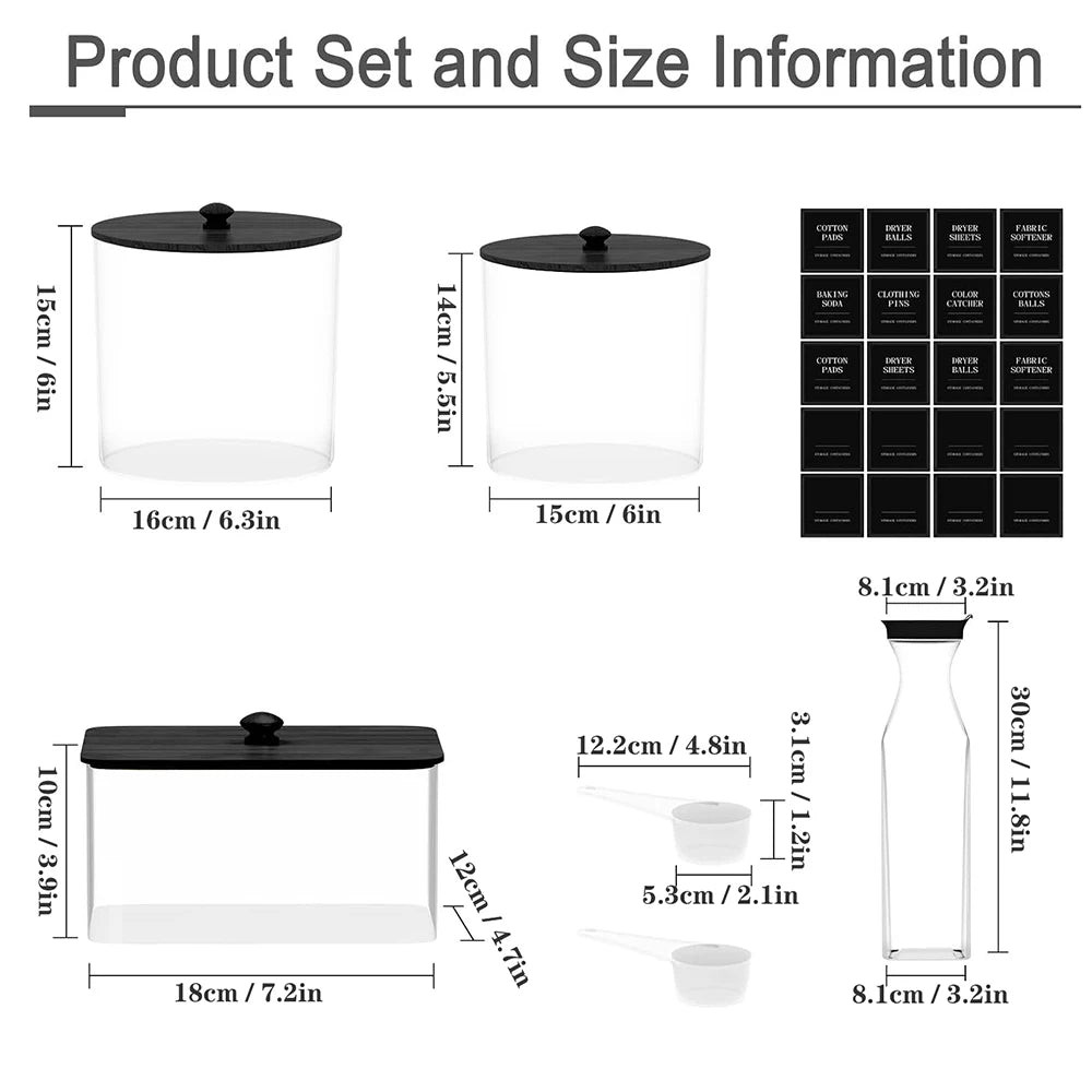 4 Pack Laundry Pods Containers & Dryer Sheet Holder & Laundry Detergent Dispenser, Laundry Room Organization and Storage Jars