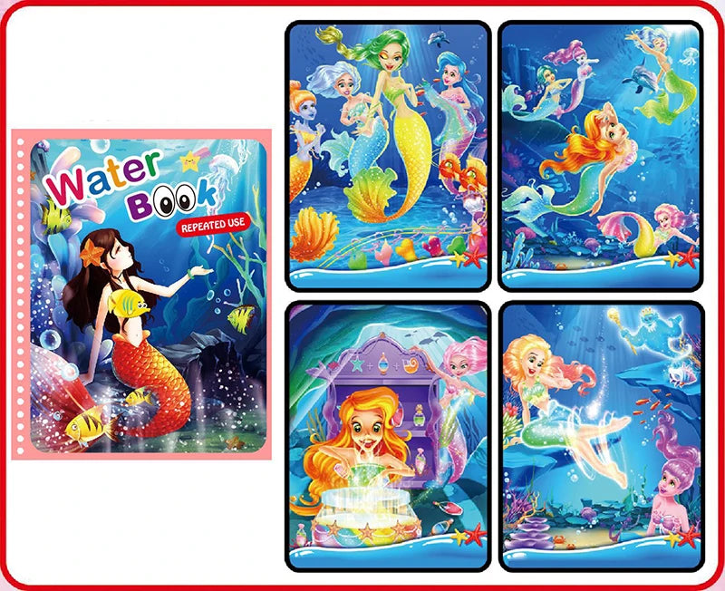 Water Drawing Books Educational Toy Kids Toddlers Reusable Graffiti