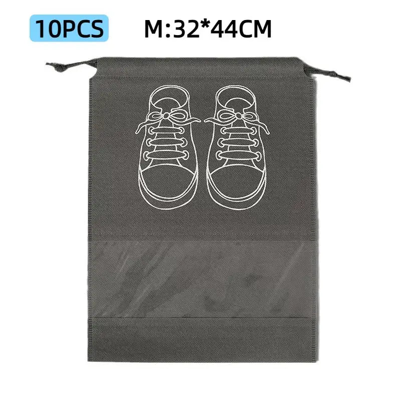 Non-Woven Drawstring Shoe Bags – Waterproof Travel Set of 10
