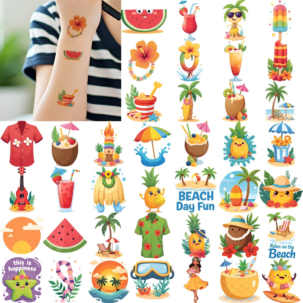 54pcs Waterproof Temporary Tattoo Stickers – Beach & Vacation