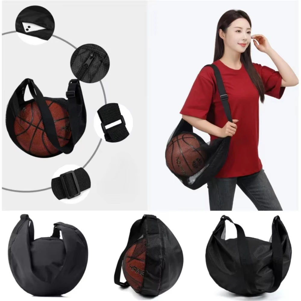 Anti-Tear Mesh Ball Bag with Zipper | Basketball Soccer Bag