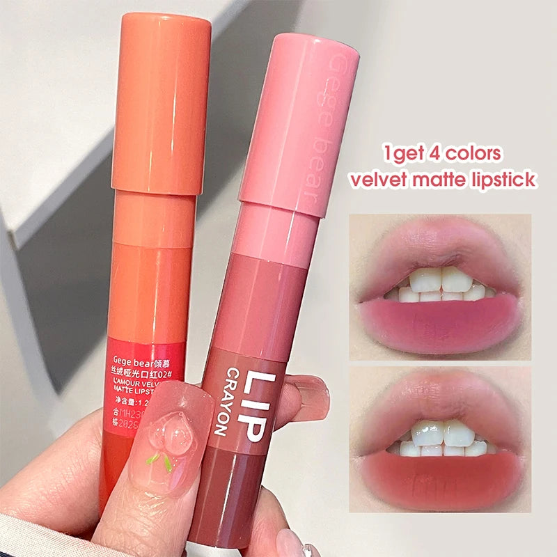 4-Color Matte Velvet Mist Lipstick,1Pc Waterproof Non-Stick Cup Long-Lasting Wear Lipstick For Women Peaceful Pleasures Health and Wellness