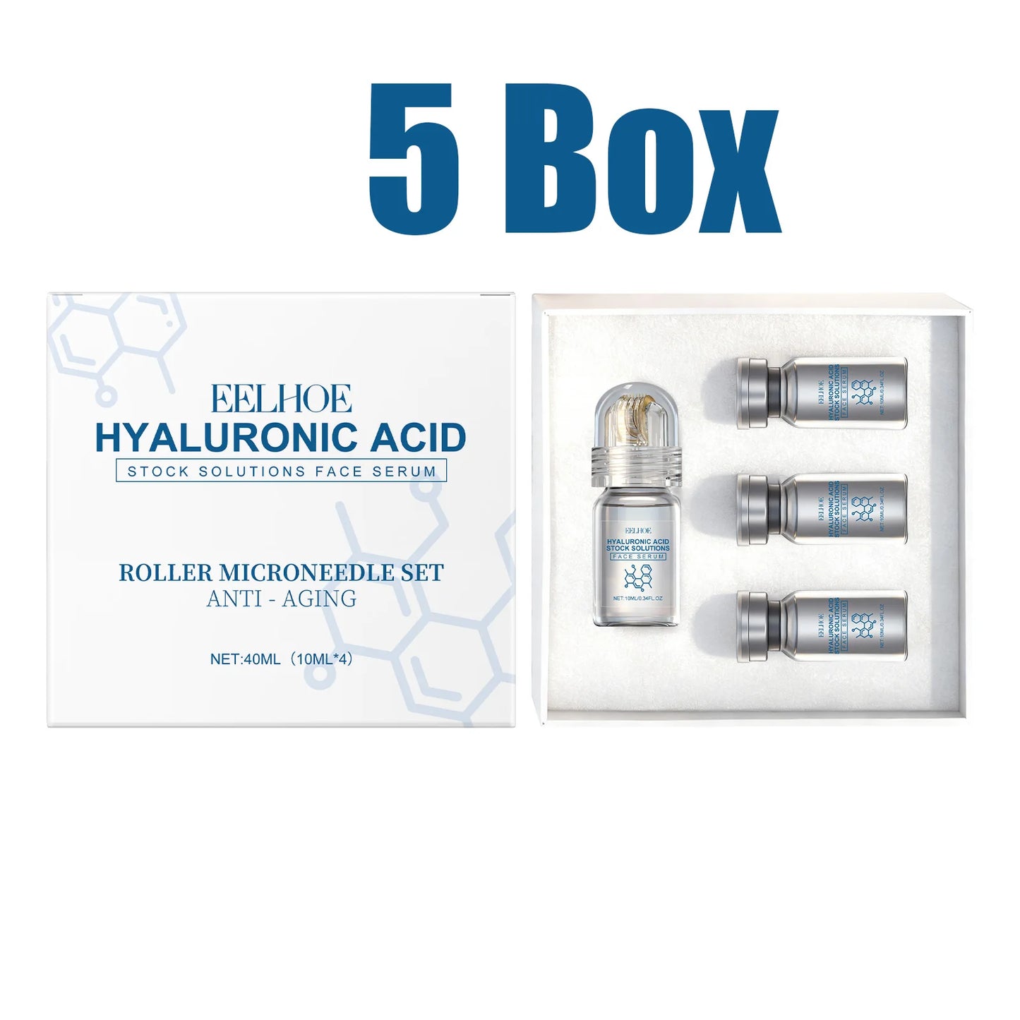 Hyaluronic Acid Face Serum & Microneedle Roller Set Anti-Aging