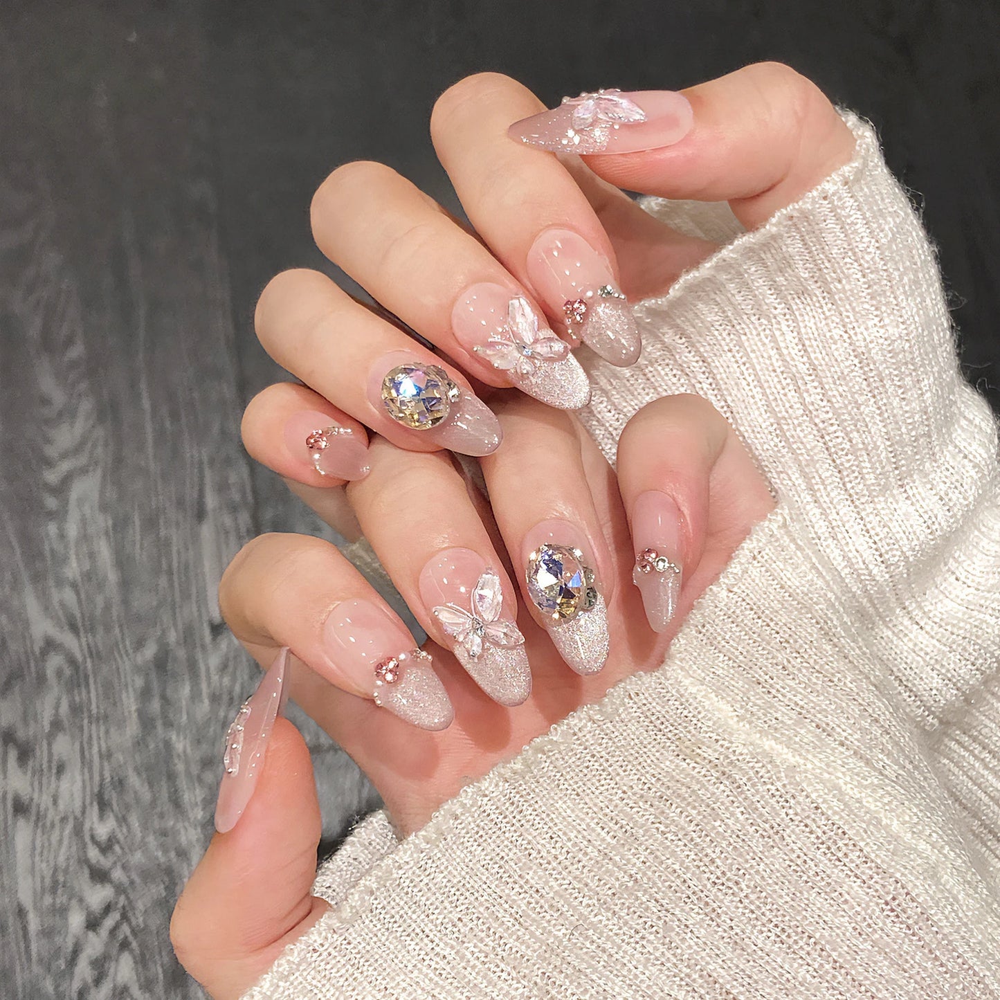 French Cat Eye Press-On Nails | Pearl Bridal False Nail Tips
