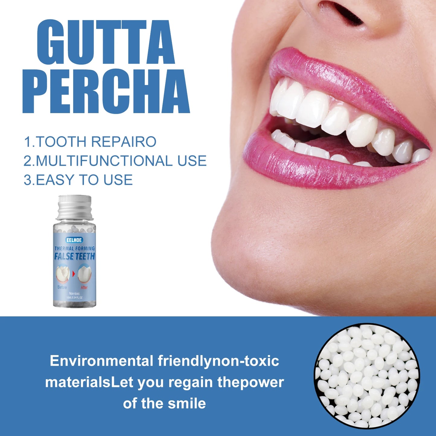 Thermal Forming False Teeth Quickly Filling Gap Between Teeth Avoid Dust Bacteria High Wear Resistance Shapeable Dental Adhesive Peaceful Pleasures Health and Wellness