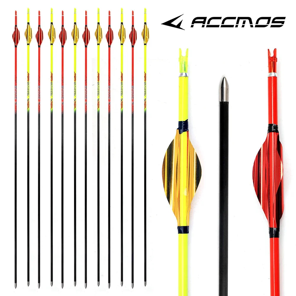 Pure Carbon ID4 Arrow Spine 400 1000 Shaft Feather Compound Recurve
