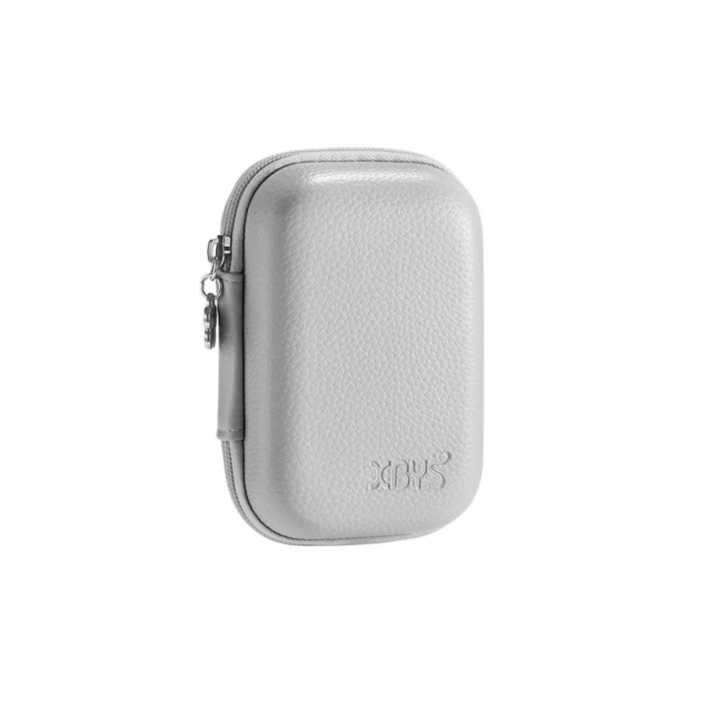 PU Leather Digital Camera Case Hard Shell Shockproof Cameras Storage Holder Earphone Data Waterproof Camera Carrying Bag SD Card Peaceful Pleasures Health and Wellness Grey