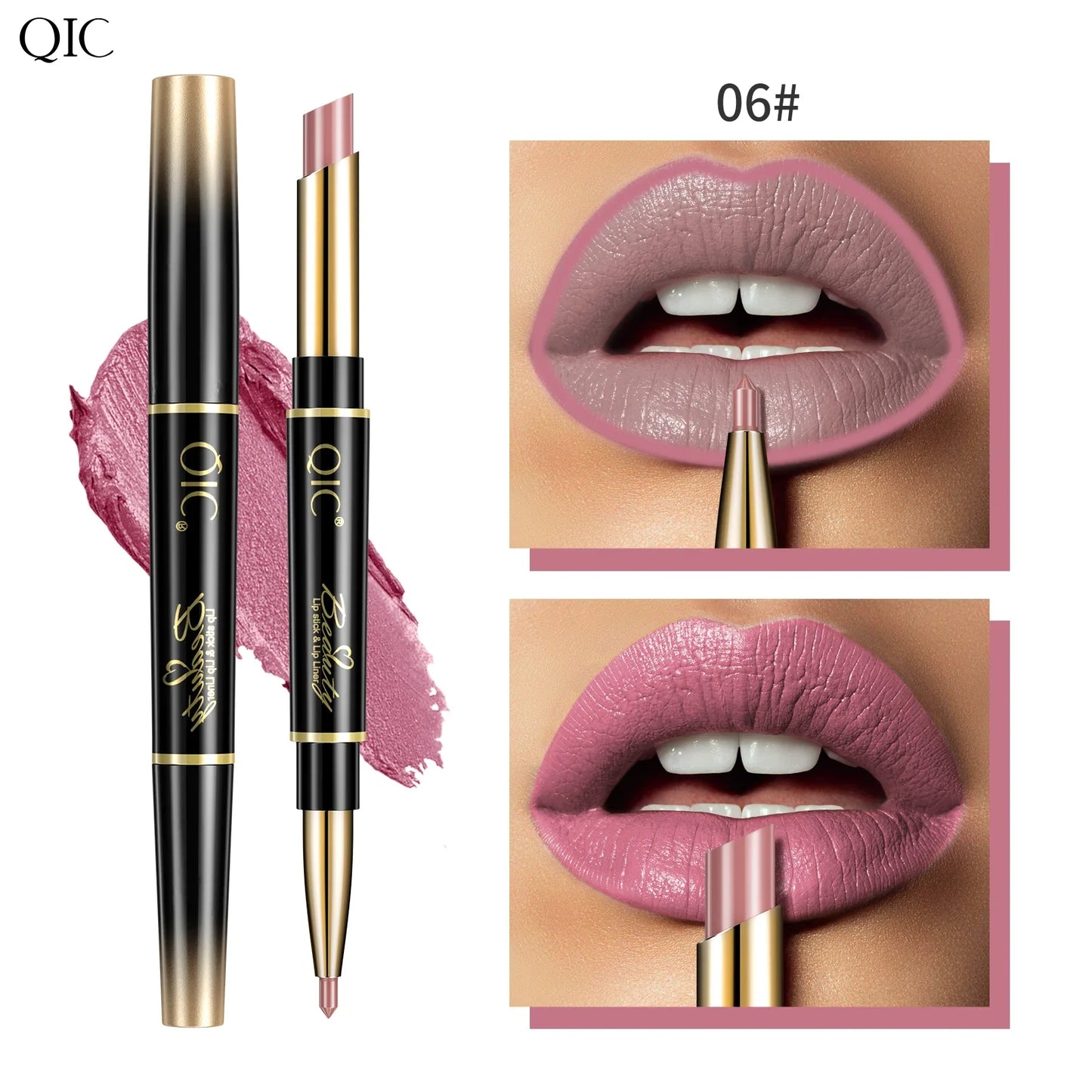 QIC Matte Velvet Lip Liner Pencil – Long-Lasting Contour