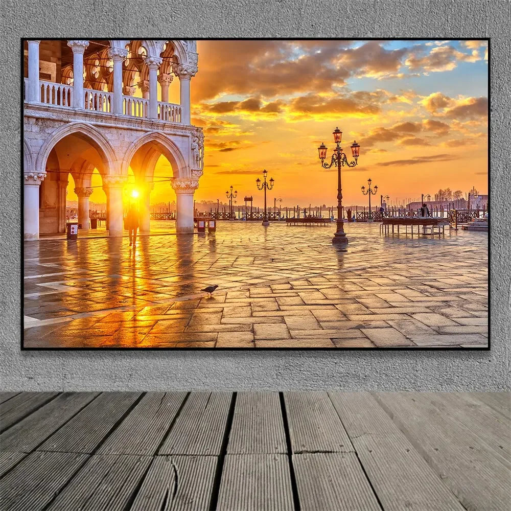 Famous Venice Italy Canvas Painting Wall Art Sunset Natural Scenery Pictures Posters and Prints for Living Room Home Decorati Peaceful Pleasures Health and Wellness