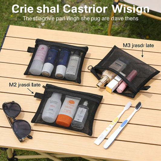 Mesh Cosmetic Bag Set – Travel Makeup & Toiletry Organizer Cosmetic Organizer Bag Oasis Select