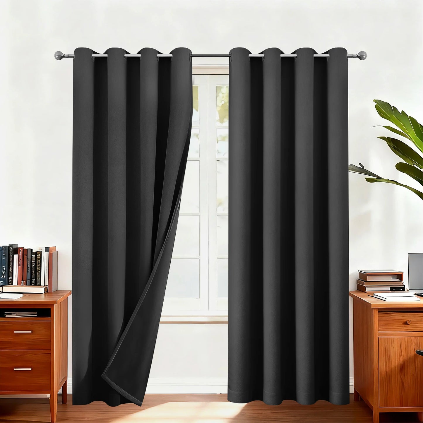 100% Blackout Curtains – Thermal Grommet Drapes, 2 Panels