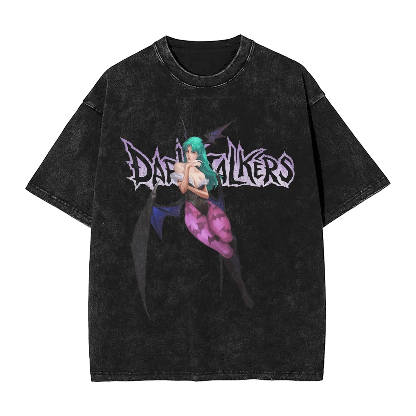 Casual Morrigan Aensland T-Shirts for Men Crew Neck Cotton Washed T Shirt Vampire Short Sleeve Tee Shirt Big Size Clothes Peaceful Pleasures Health and Wellness 5 XXL