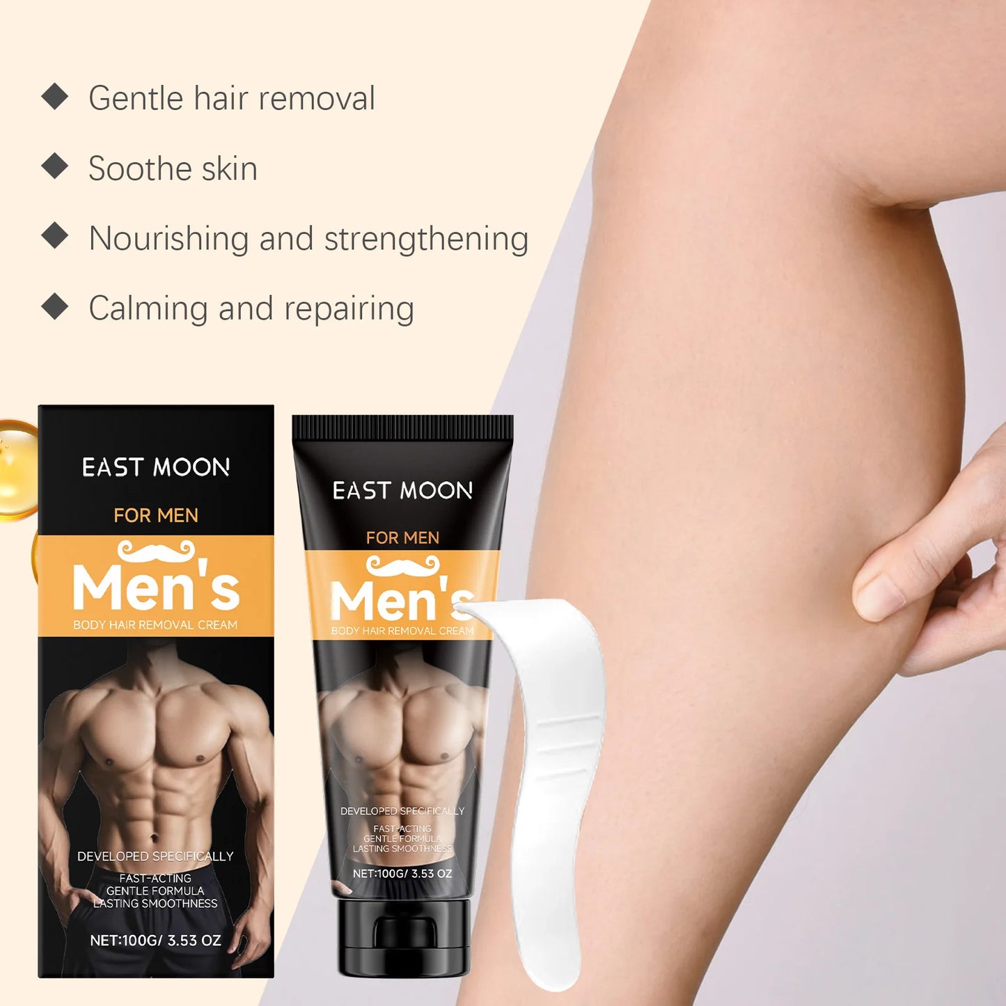 Men's Painless Hair Removal Cream with Scraper – Body & Chest