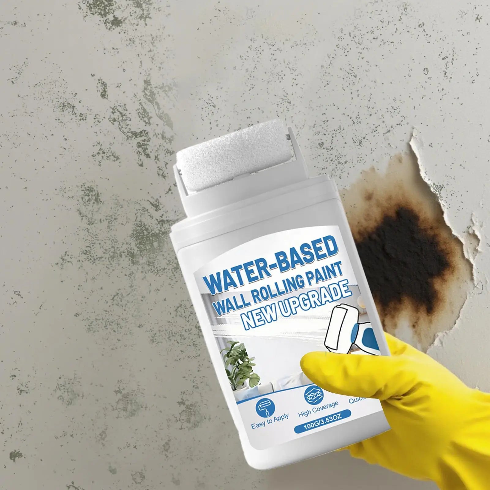 100g Fast-Dry White Touch-Up Paint with Built-In Roller Touch-Up Wall Paint Peaceful Pleasures Health and Wellness