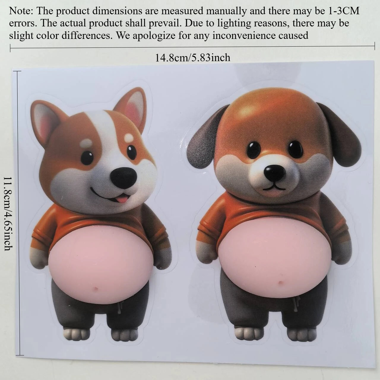 Squeezable Big Belly Corgi Silicone Anti Collision Sticker Creative Adorable Stress Relief Fridge Decal for Car and Home Decor Peaceful Pleasures Health and Wellness Type B 2pcs