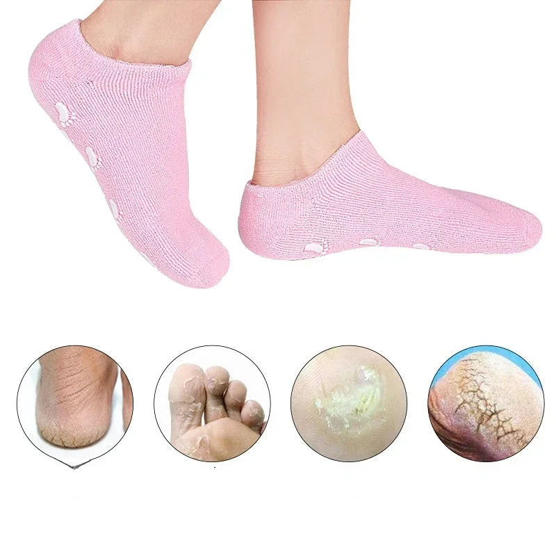 1 pair Reusable SPA Gel Socks Moisturizing Whitening Exfoliating Velvet Smooth Beauty Foot Care Silicone Socks Feet Care Peaceful Pleasures Health and Wellness