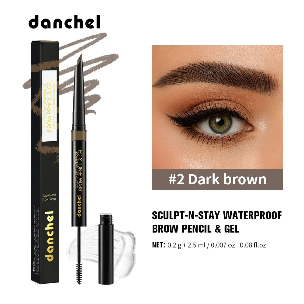 2-in-1 Waterproof Eyebrow Pencil & Gel – Smudge-Proof, Long-Lasting
