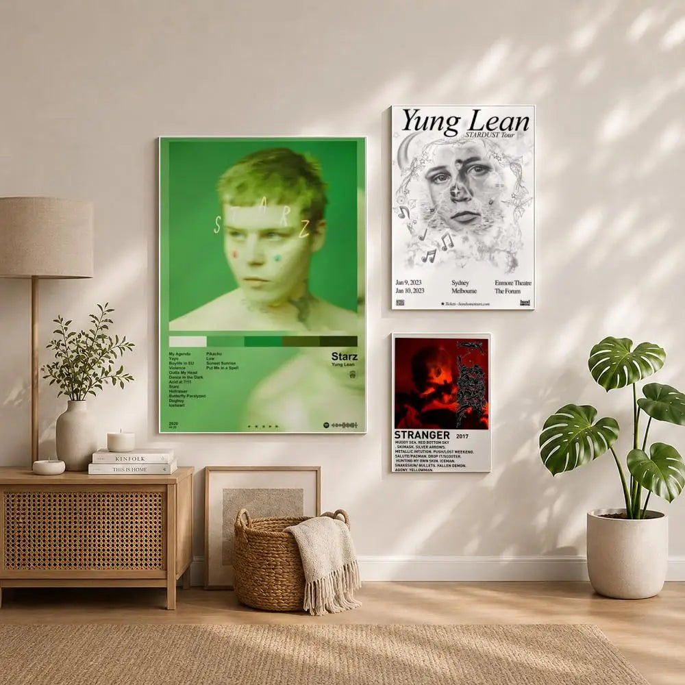 Rapper Y-Yung LeanS Poster HD Self Adhesive Waterproof Wall Art Ideal for Home Office Dorm Bedroom Great Gift Peaceful Pleasures Health and Wellness