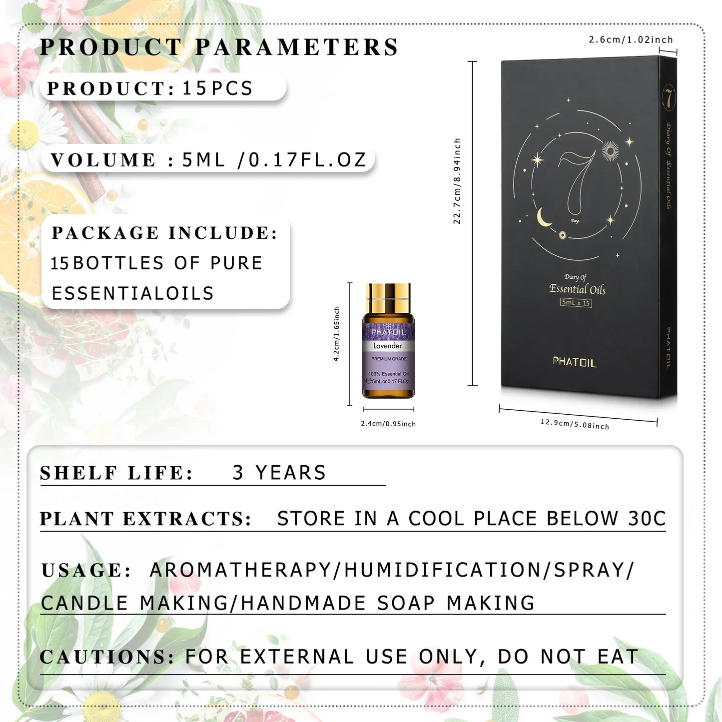 PHATOIL 15-Piece Pure Essential Oils Set – Aromatherapy Gift