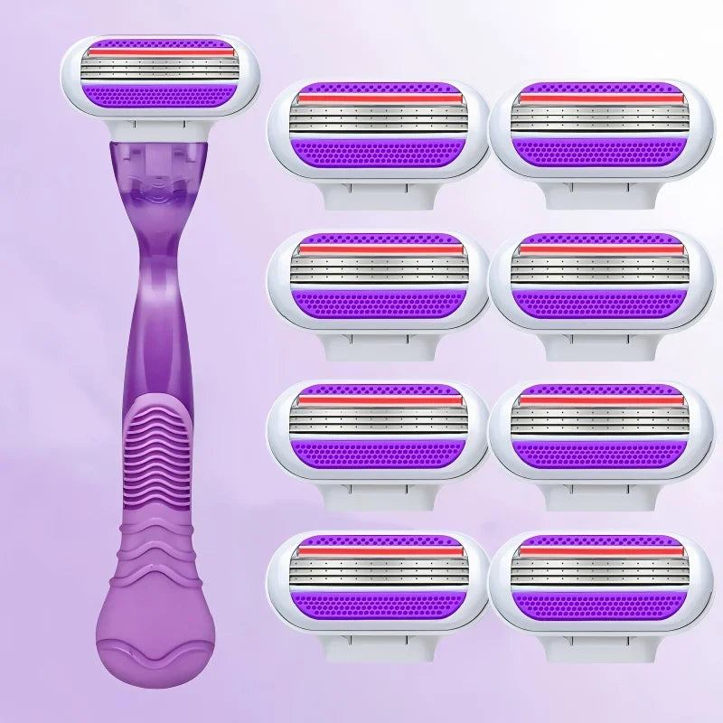 Women's Reusable Razor – 1 Handle & 3 Triple-Blade Cartridges