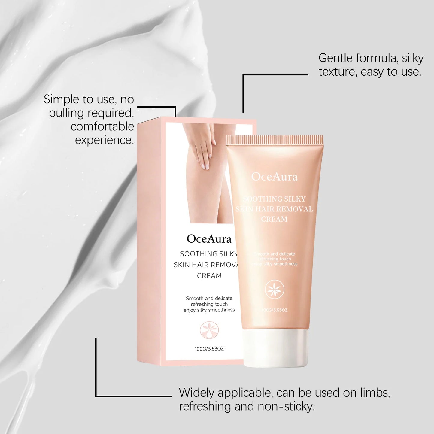 Soothing Silky Skin Hair Removal Cream Reduce Redness Smoothing Nourish Arm Armpit Leg Hair Softening Painless Depilatory Cream Peaceful Pleasures Health and Wellness