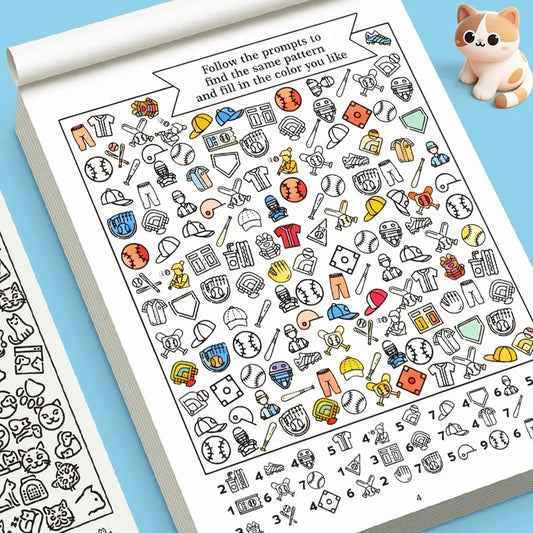 32 Pages Interactive Coloring Search Book Children Look Find 1000+ Peaceful Pleasures Health and Wellness